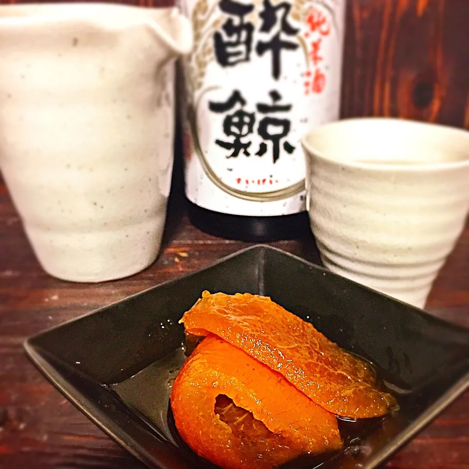 今宵の一酒一肴『酔鯨ぬる燗』と『柚子皮の甘煮』|ち〜おんさん