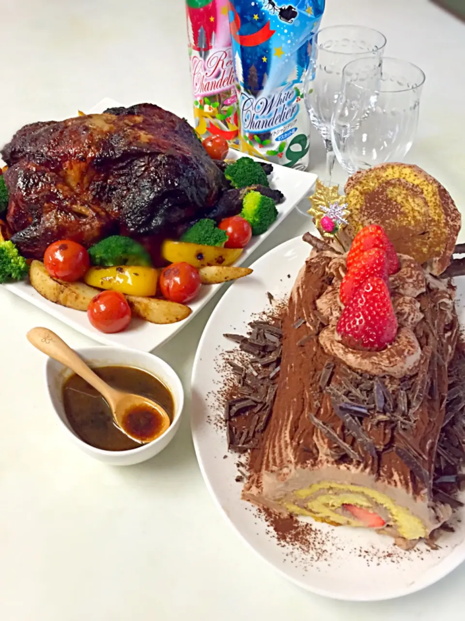 🎄鶏丸焼き&チョコロールケーキ🎂|naoちんさん