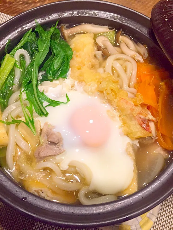 Snapdishの料理写真:風邪が治ります様に✨願いを込めて熱々鍋焼きうどん🍲✨|まみりんごさん