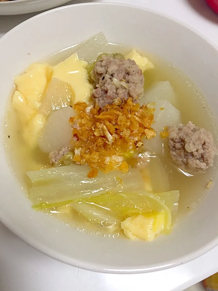 タイ風、玉子豆腐と肉団子のスープ|さなまさん