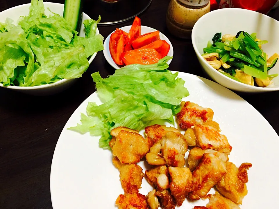 唐揚げ 小松菜と油揚げ 野菜|みぃ子さん