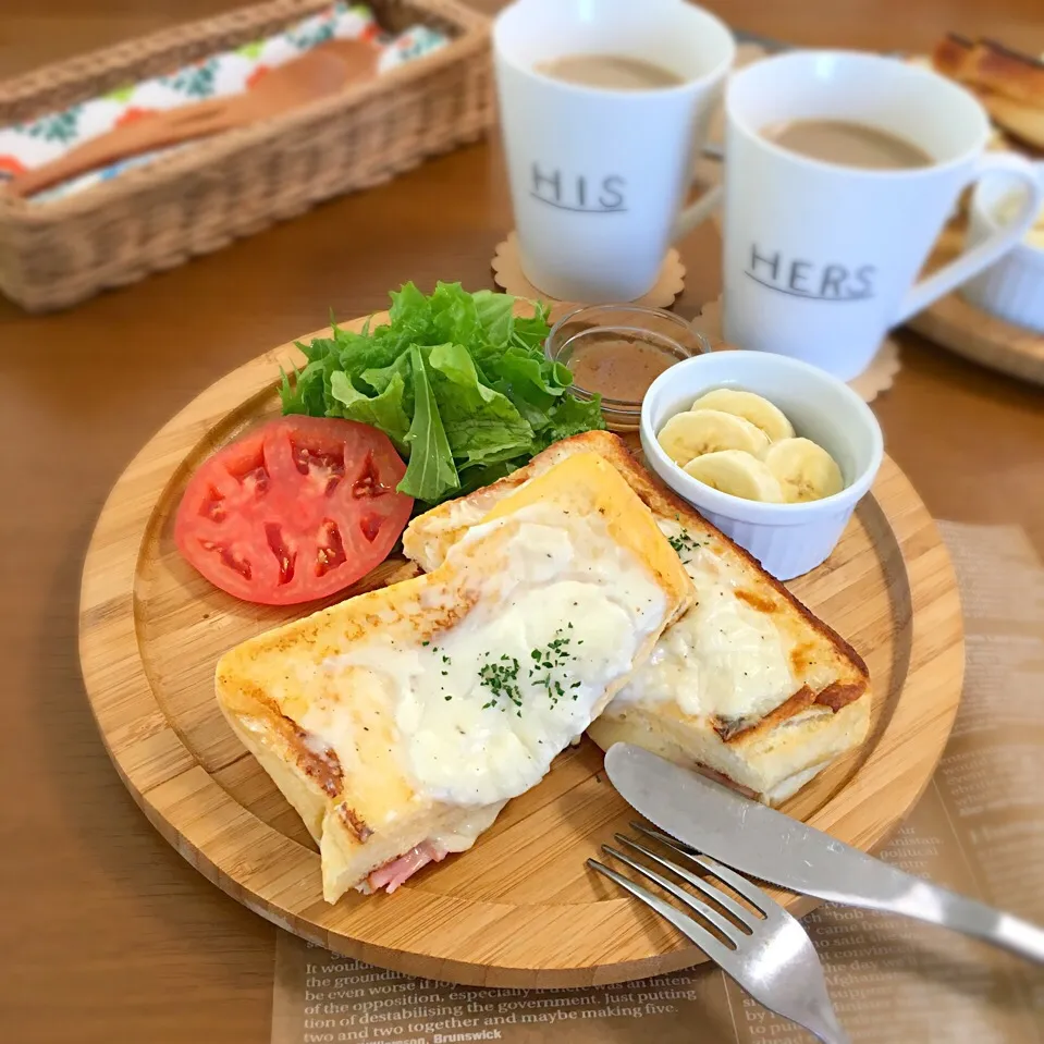 とろ〜りチーズのクロックムッシュ🍞|むぎママさん