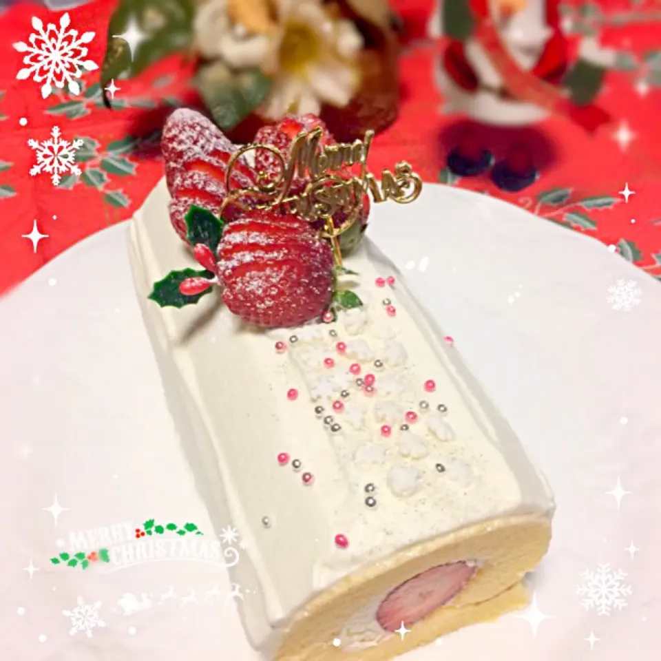 Snapdishの料理写真:りずむさんの料理 シフォンロールケーキ✨でMerryX'mas～🎄🎁💕|まぁちゃんさん