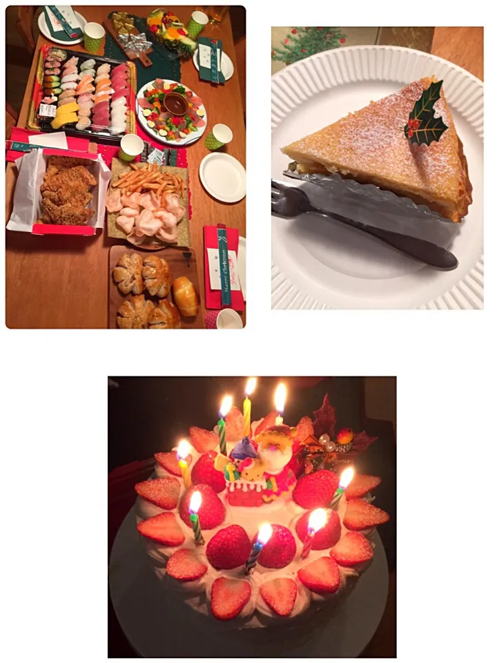 Snapdishの料理写真:お友達家族でクリスマスパーティー🎄パーティー🎉ケーキはTOKOちゃんの手作り🎂|mmmさん