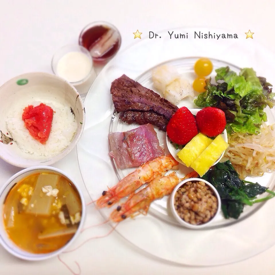 Snapdishの料理写真:2015年12月25日の「ドクターにしやま由美式ダイエットプレート」の朝食を皆さんにご紹介しますね‼️|ドクターにしやま由美式時計回りダイエットプレートさん