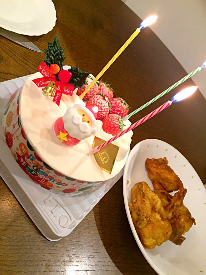 クリスマスケーキとチキン|りえさん