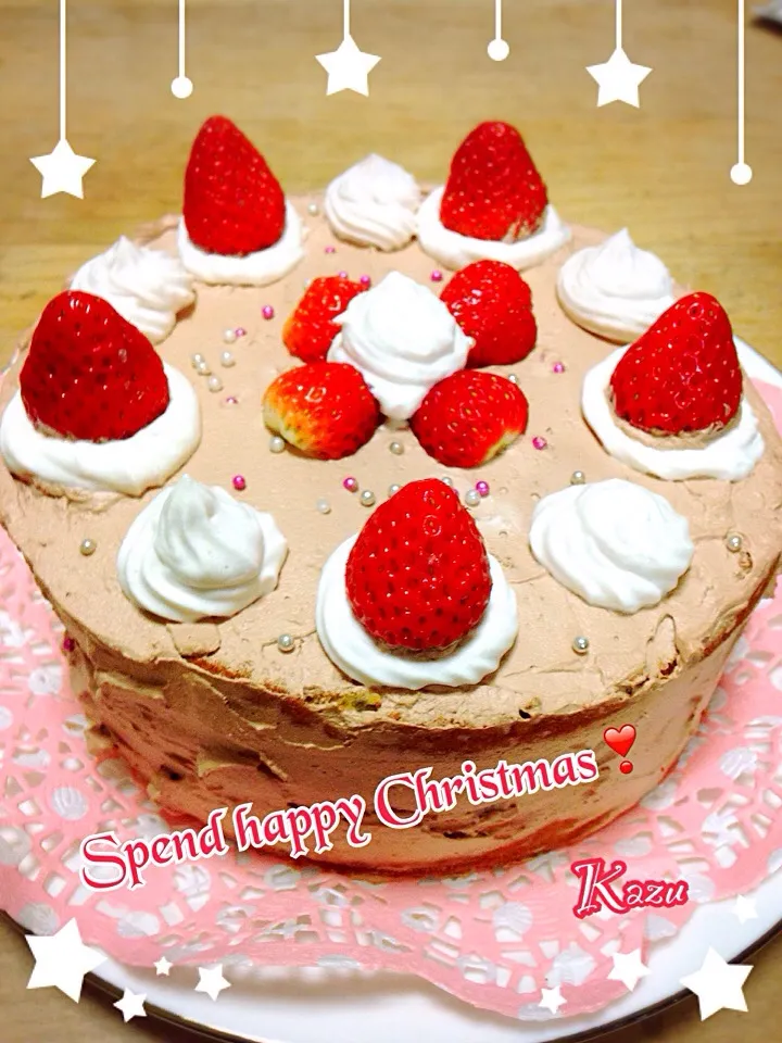 Snapdishの料理写真:我が家のクリスマスケーキは娘作❣️|かずきっちんさん