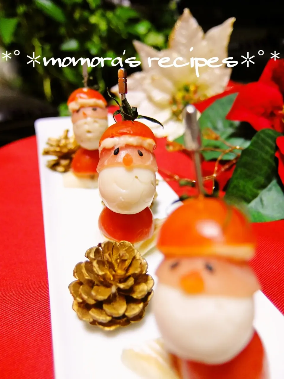 Snapdishの料理写真:*ももら*さんの簡単Xmasオードブル♡サンタピンチョス♬キャラ弁 #楽天レシピ|楽天レシピさん