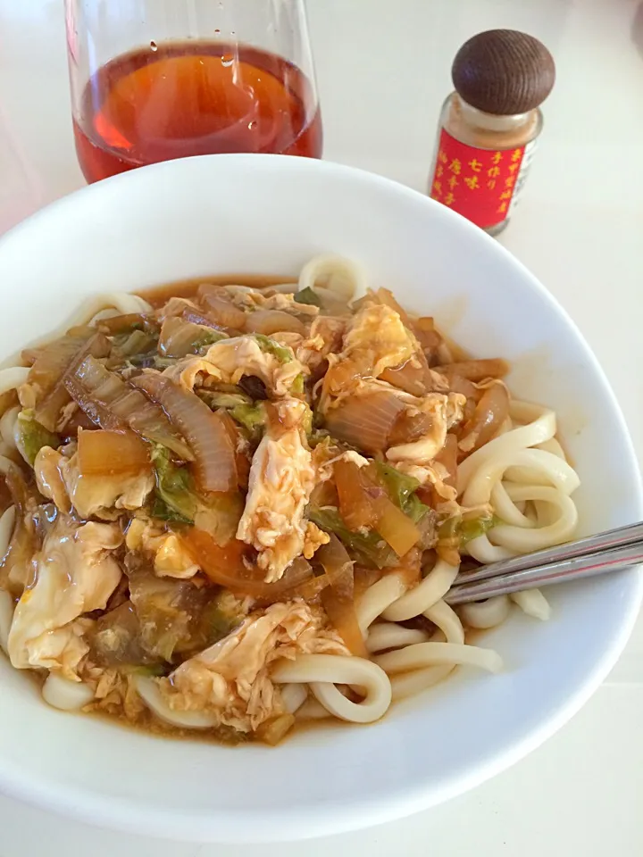 Snapdishの料理写真:野菜あんかけ卵とじうどん♡2015/12/26|ちび太さん