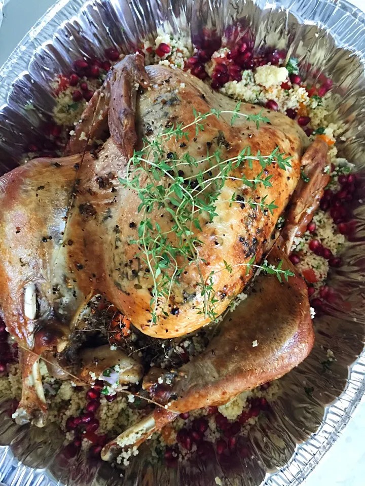 Roast turkey served with jeweled couscous|12Dragonさん