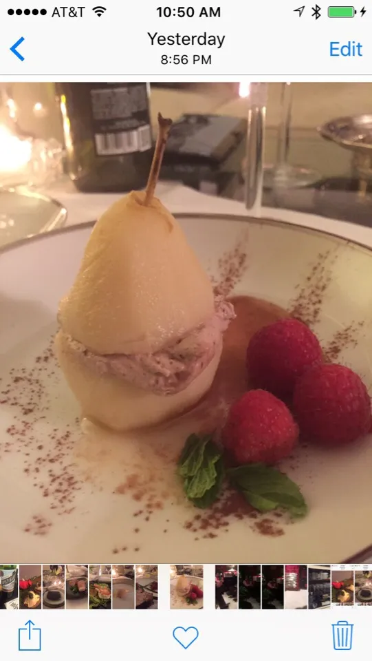 Poached Pears in Champagne with Chocolate Creme|Christine pavelkaさん