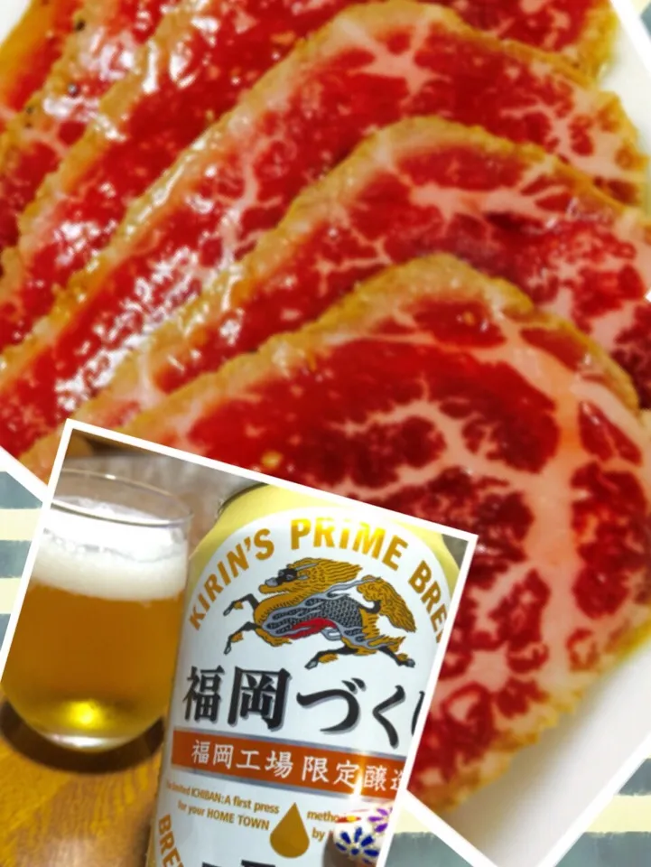 Snapdishの料理写真:伊万里牛💕と限定🍺|keikoさん