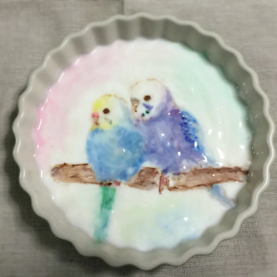 ヨーグルトアートでインコちゃん🐥💕|ぷっくりんこ💙さん