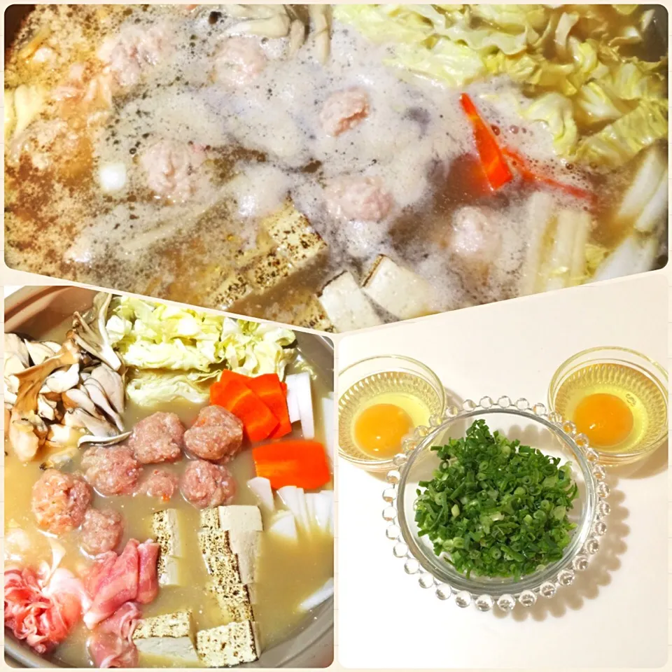 Snapdishの料理写真:今日の晩ごはん❤︎とんこつ醤油鍋（〆はうどん）|Makinsさん