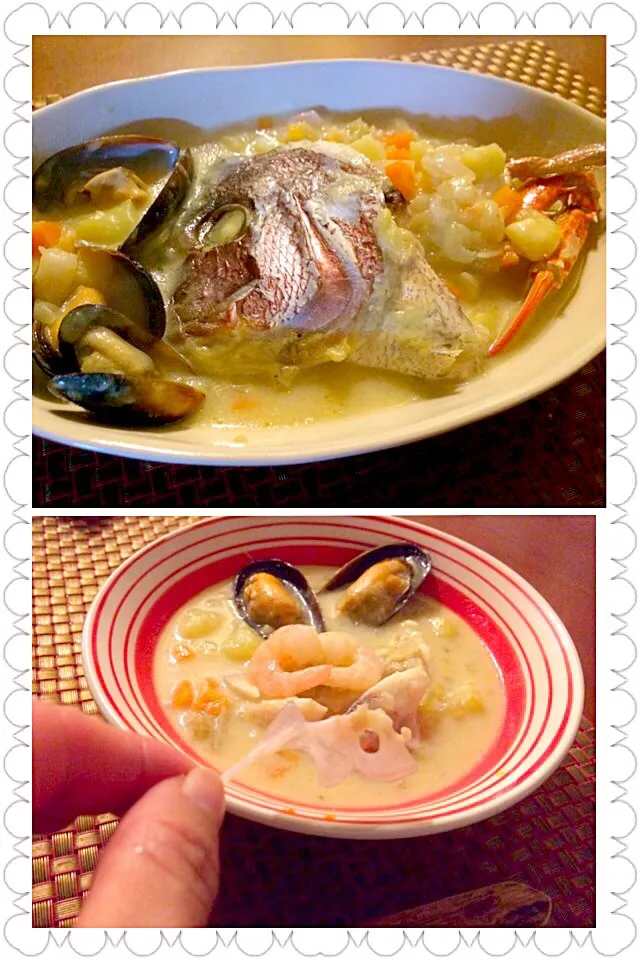 Snapdishの料理写真:Seafood Chowder🐟ｼｰﾌｰﾄﾞﾁｬｳﾀﾞｰ|🌈Ami🍻さん