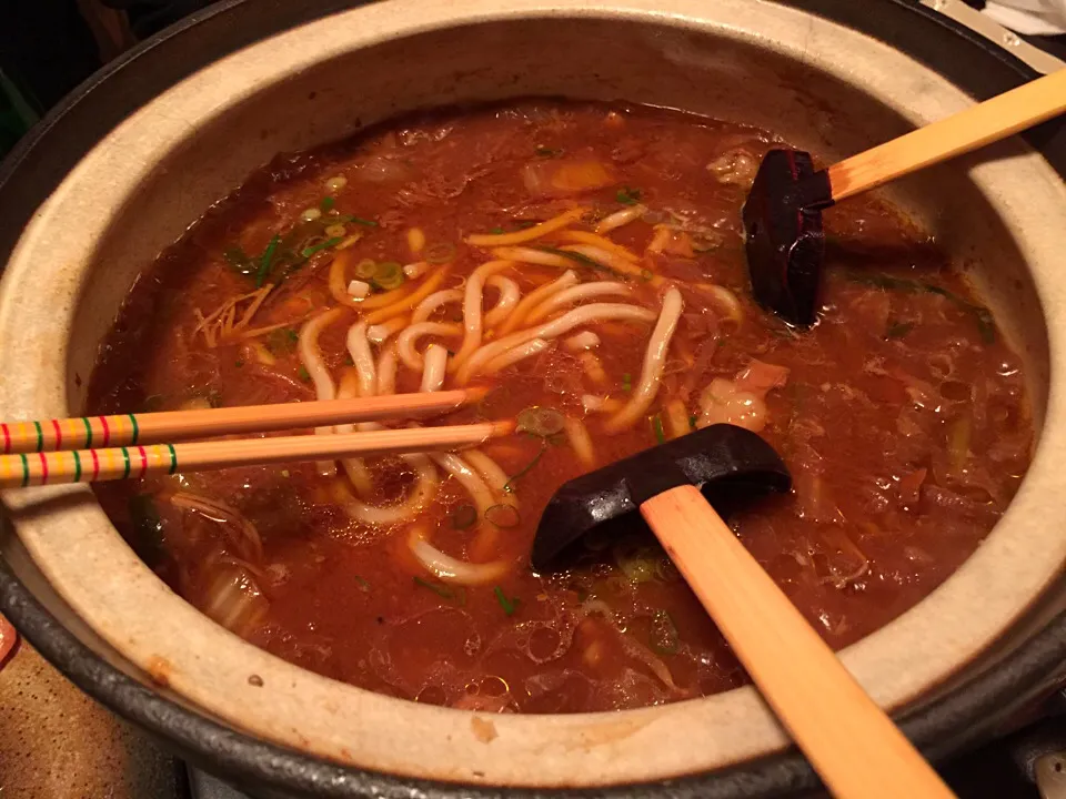 ホルモン鍋のあとの😋締めうどん😍|きのすけ〜さん