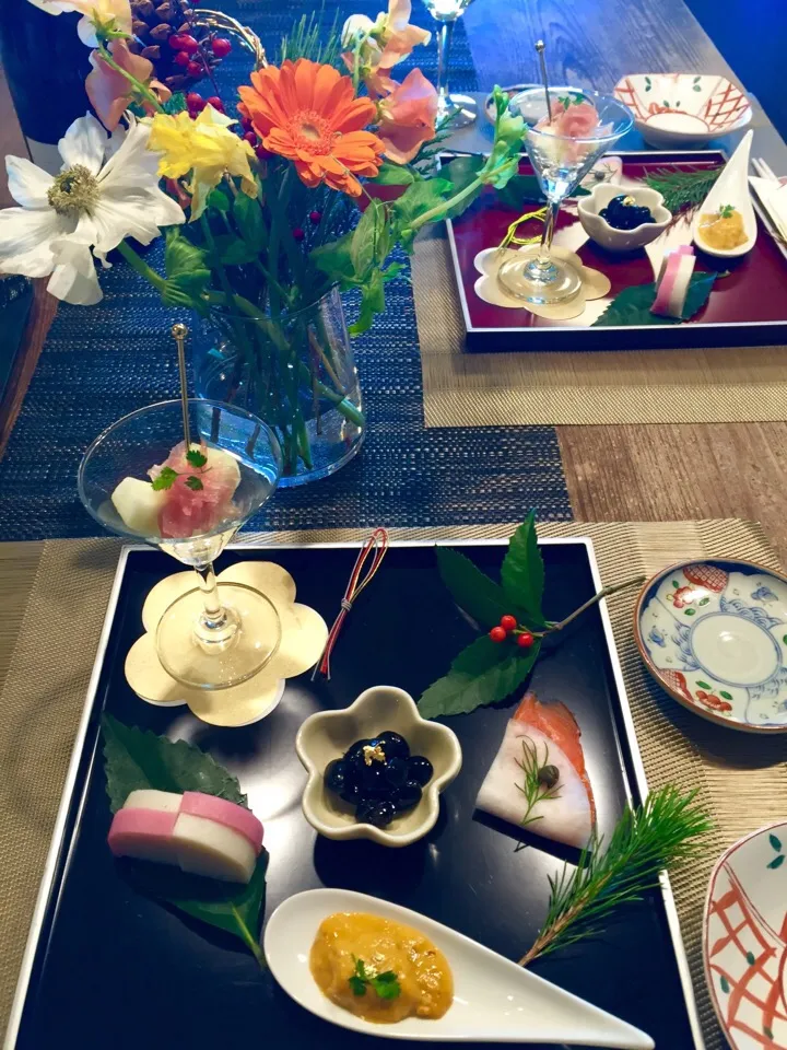 Snapdishの料理写真:お正月のおつまみ5点盛り🎍✨|まみりんごさん