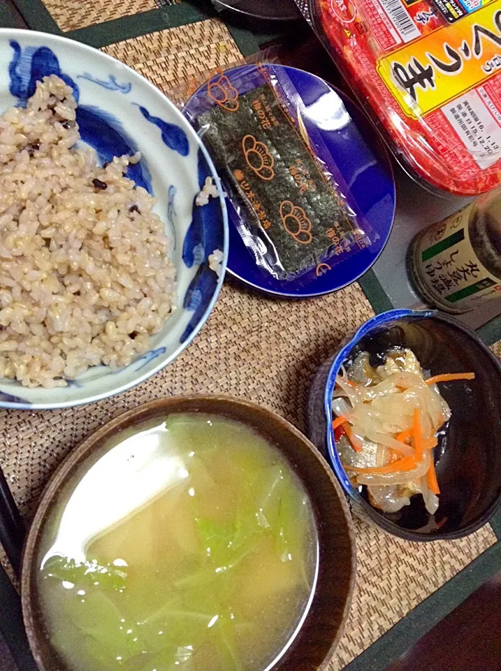 焼き海苔＆鯵の南蛮漬け＆キャベツの味噌汁|まぐろさん