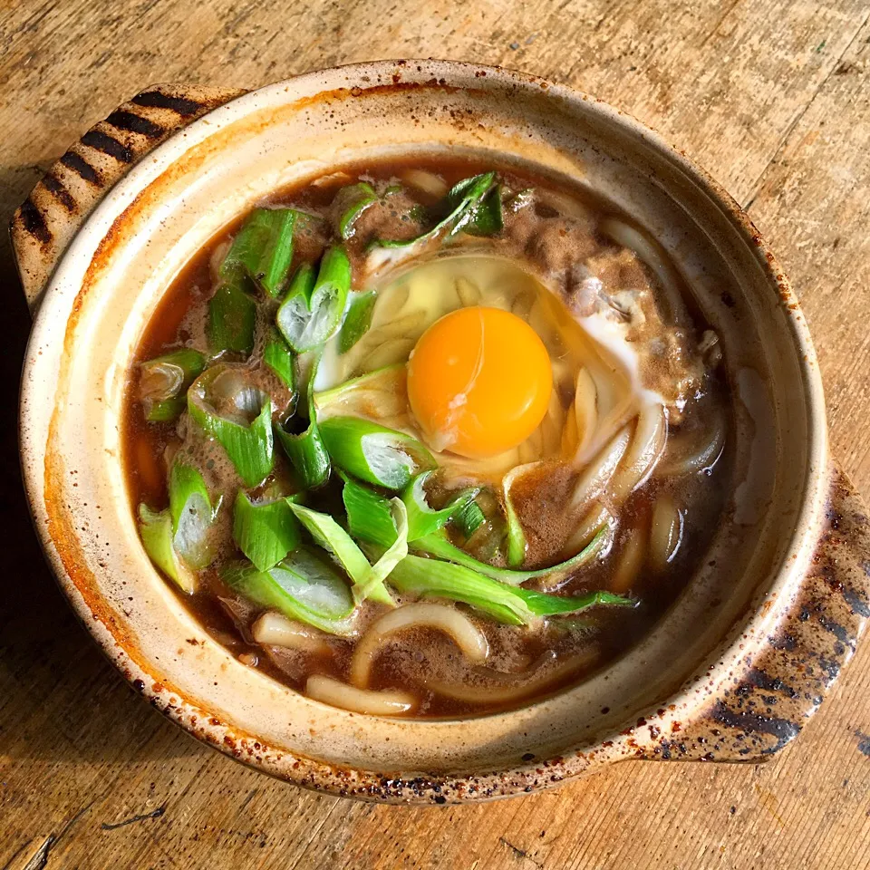 Snapdishの料理写真:大晦日のすき焼きからの鍋焼きうどん‼︎|Yoshinobu Nakagawaさん