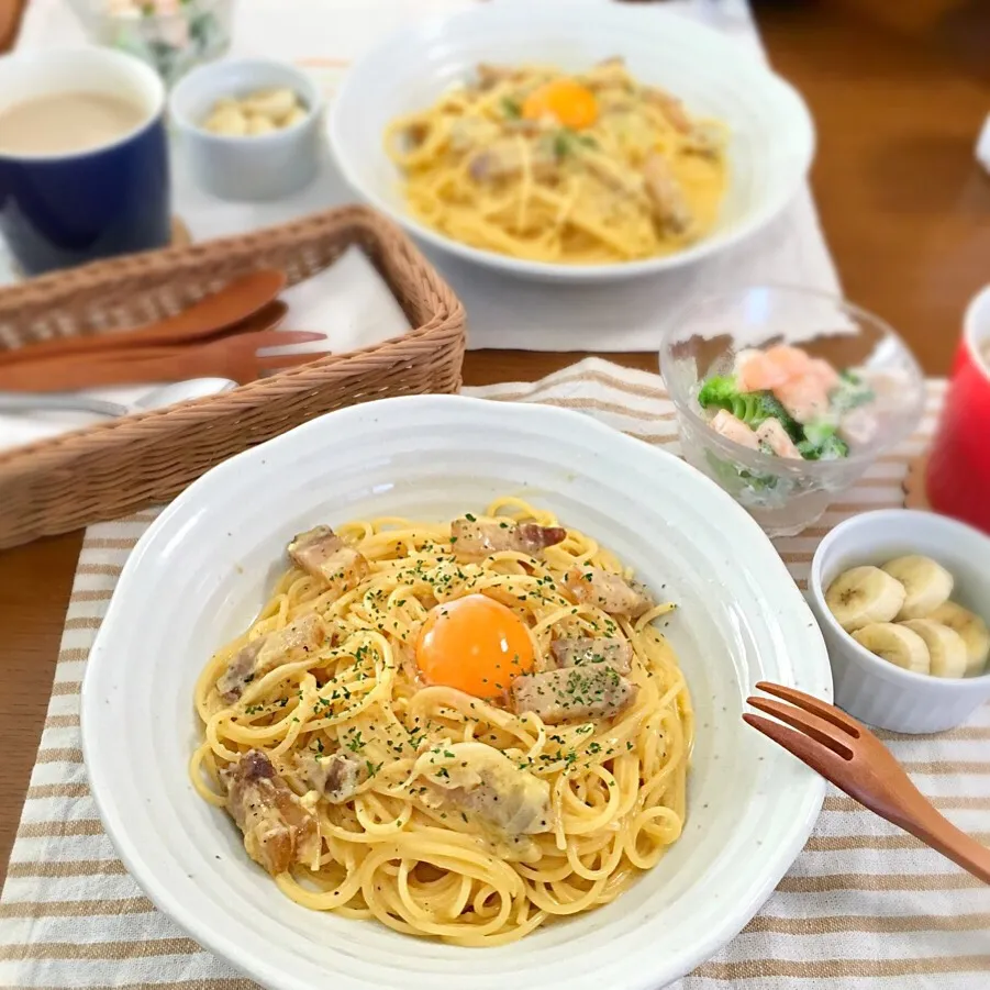 Snapdishの料理写真:自家製ベーコンのカルボナーラ🍝|むぎママさん