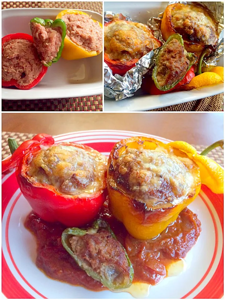 Etli Biber Dolması♨️ｴﾄﾘ ﾋﾞﾍﾞﾙ ﾄﾞﾙﾏｽ Stuffed peppers♨️ﾊﾟﾌﾟﾘｶ&ﾋﾟｰﾏﾝの肉詰め煮|🌈Ami🍻さん