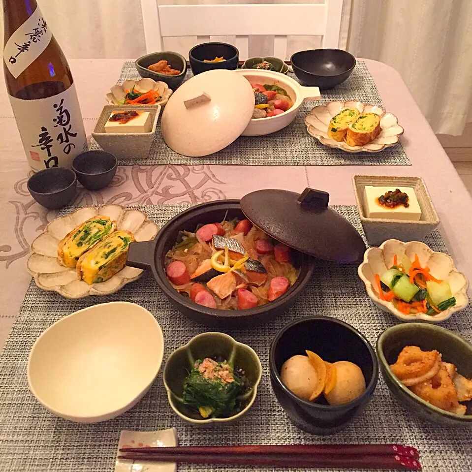 Snapdishの料理写真:伊賀焼の土鍋で日本酒と鍋料理♡|まぁちゃんさん