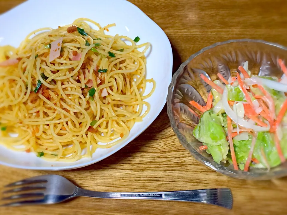 からすみパスタ＆サラダ|ミキさん