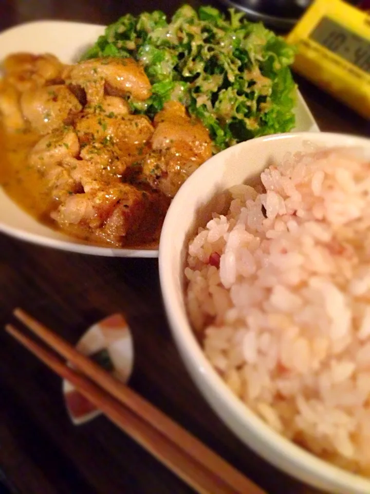 Snapdishの料理写真:鶏カレー焼き定食|ケンイチさん