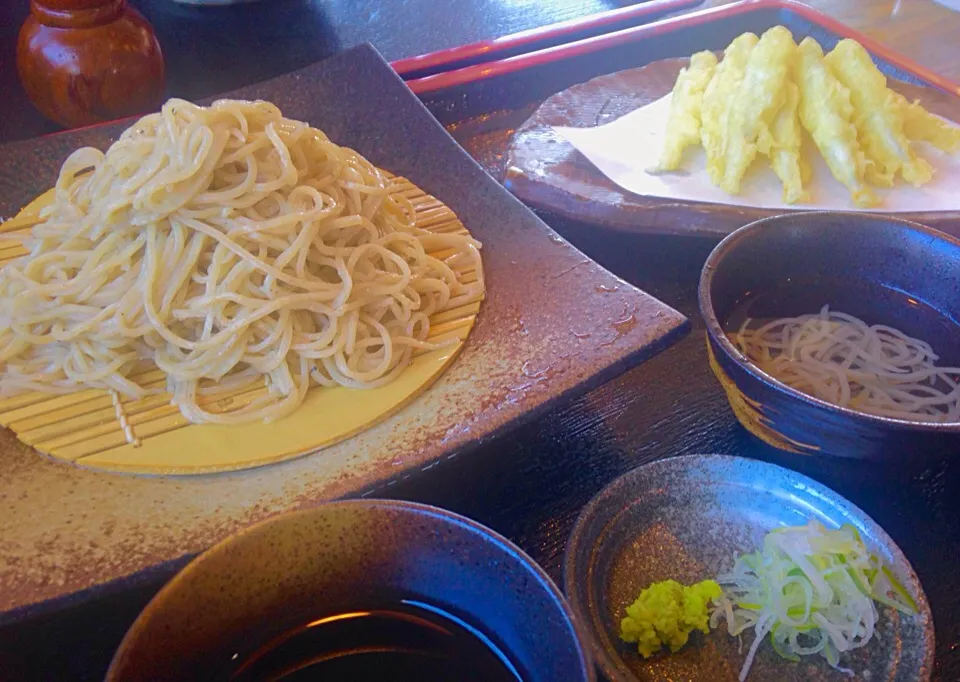 わかさぎ天ざる  ざる蕎麦 水蕎麦 わかさぎ天ぷら|ぽんたさん