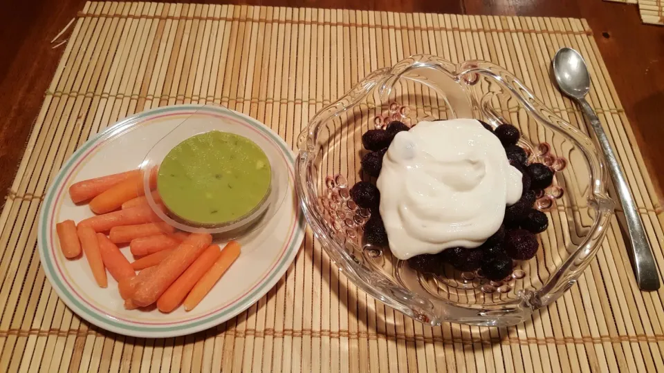 1.4.16 ~ Dinner
-greek yogurt and blueberries
-guac and carrots|get 🔥🔥🔥さん