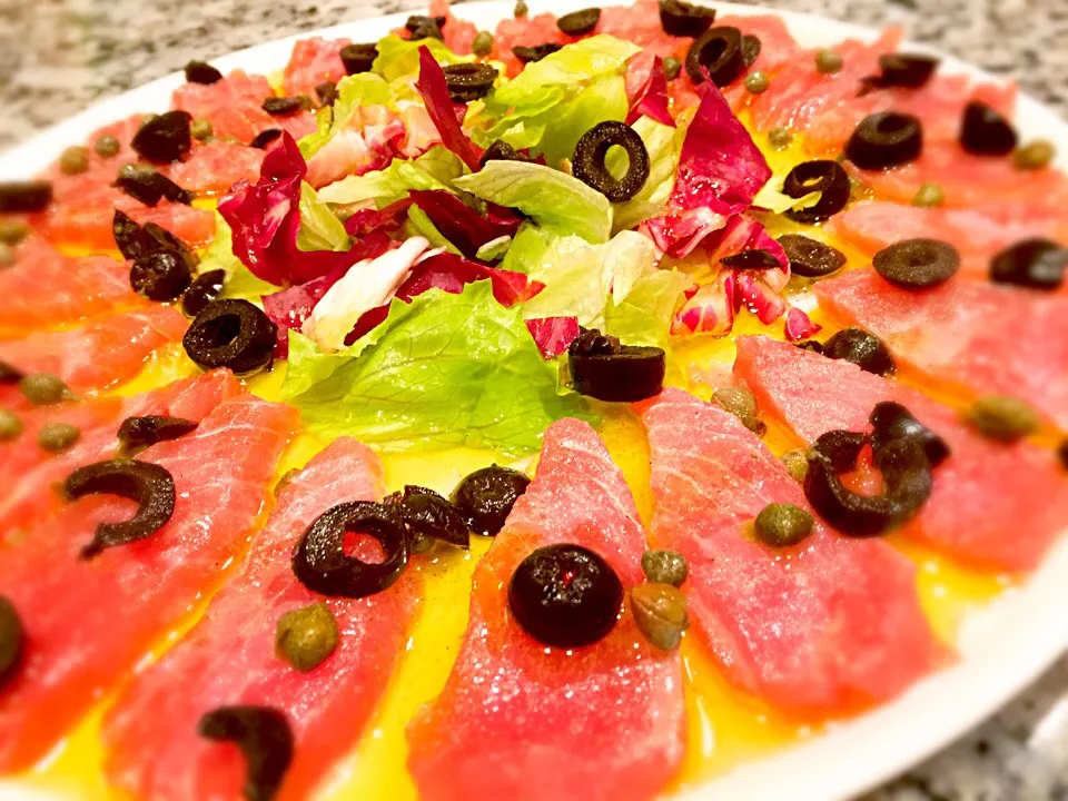 Snapdishの料理写真:Carpaccio di tonno (まぐろ) alla mediterranea|Fabio  Palmieriさん