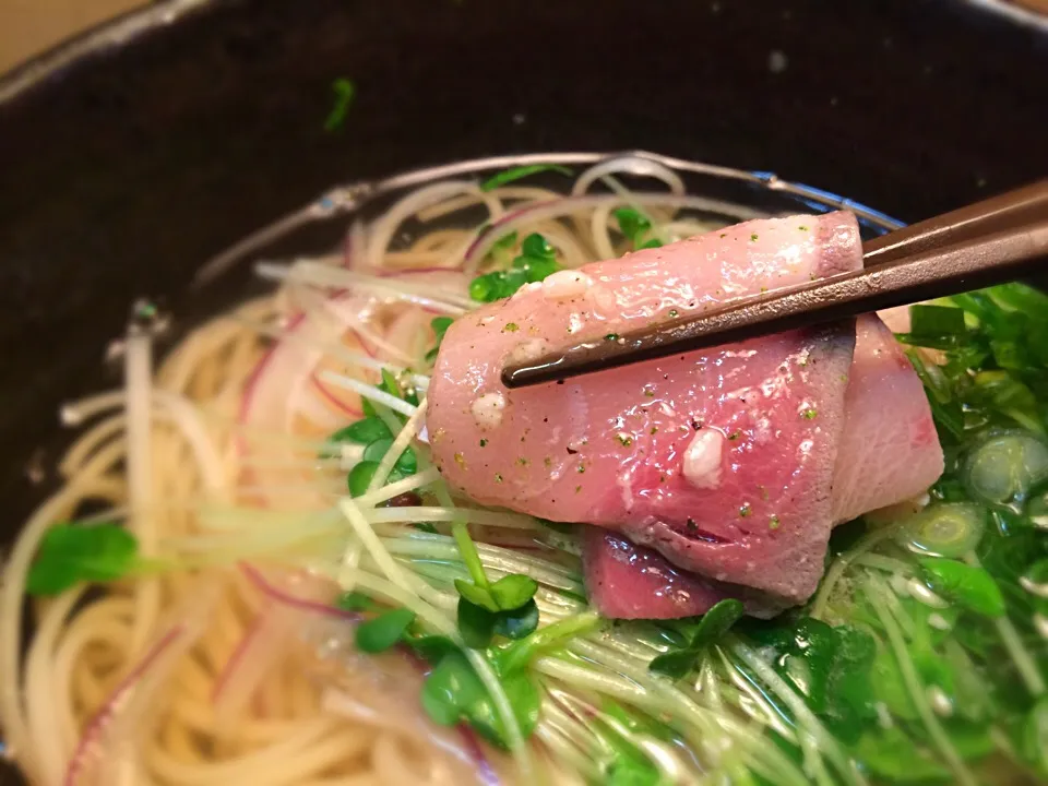 寒鰤の塩麹マリネ温めん6|半田手延べそうめんの店 阿波や壱兆さん