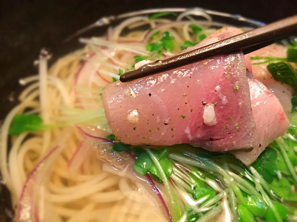 寒鰤の塩麹マリネ温めん7|半田手延べそうめんの店 阿波や壱兆さん