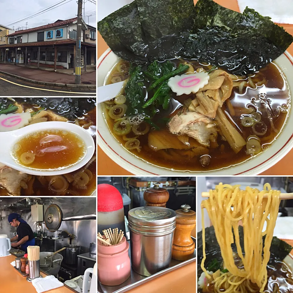 青島ラーメン＋6つ切りのり5枚＋自家製メンマ＋茹ホウレン草@青島食堂(宮内)|塩豚骨さん