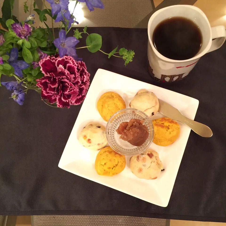 かぼちゃ&バナナチョコチップのソフトクッキー❤︎栗のペースト添え|Makinsさん