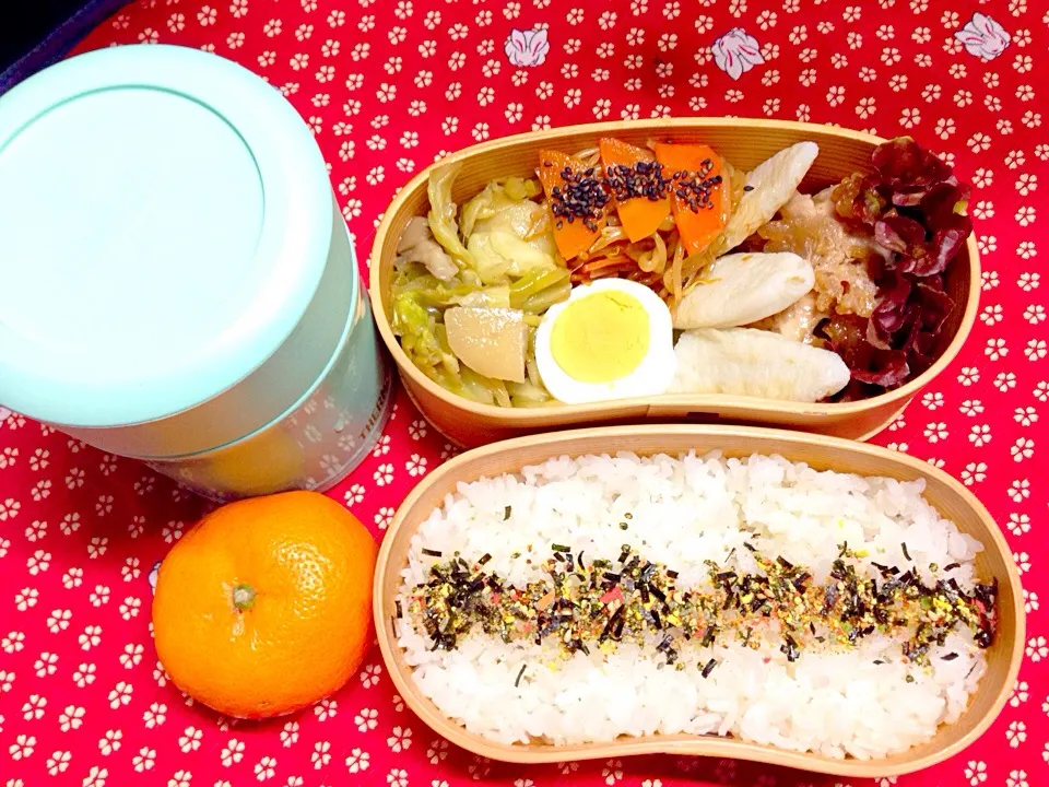 Snapdishの料理写真:チキンの酸っぱいあんかけとピリ辛モヤシ炒め弁当(OvO)|伊佐治親（イサ）さん