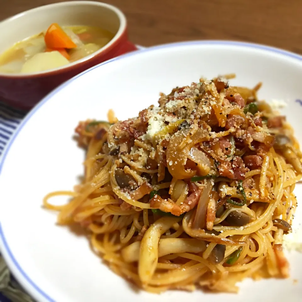 旦那さま夕飯★残業おつかれナポリタン|あさこさん