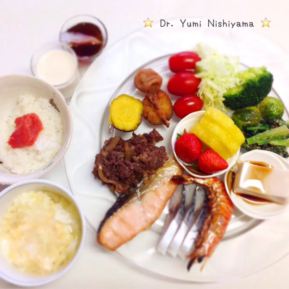 Snapdishの料理写真:2016年1月8日の「ドクターにしやま由美式ダイエットプレート」の朝食を皆さんにご紹介しますね‼️|ドクターにしやま由美式時計回りダイエットプレートさん