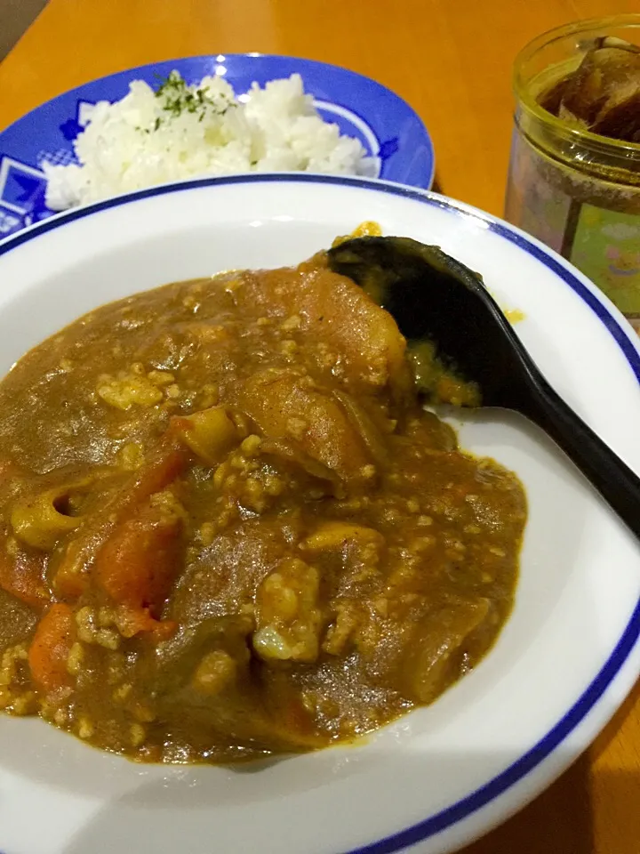 お昼のカレーにひき肉を入れて❣️
美味しくなっているかな❔🍛|ch＊K*∀o(^^*)♪さん