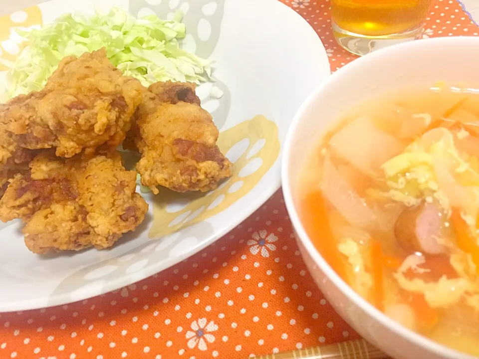 唐揚げ&野菜スープ|りんさん