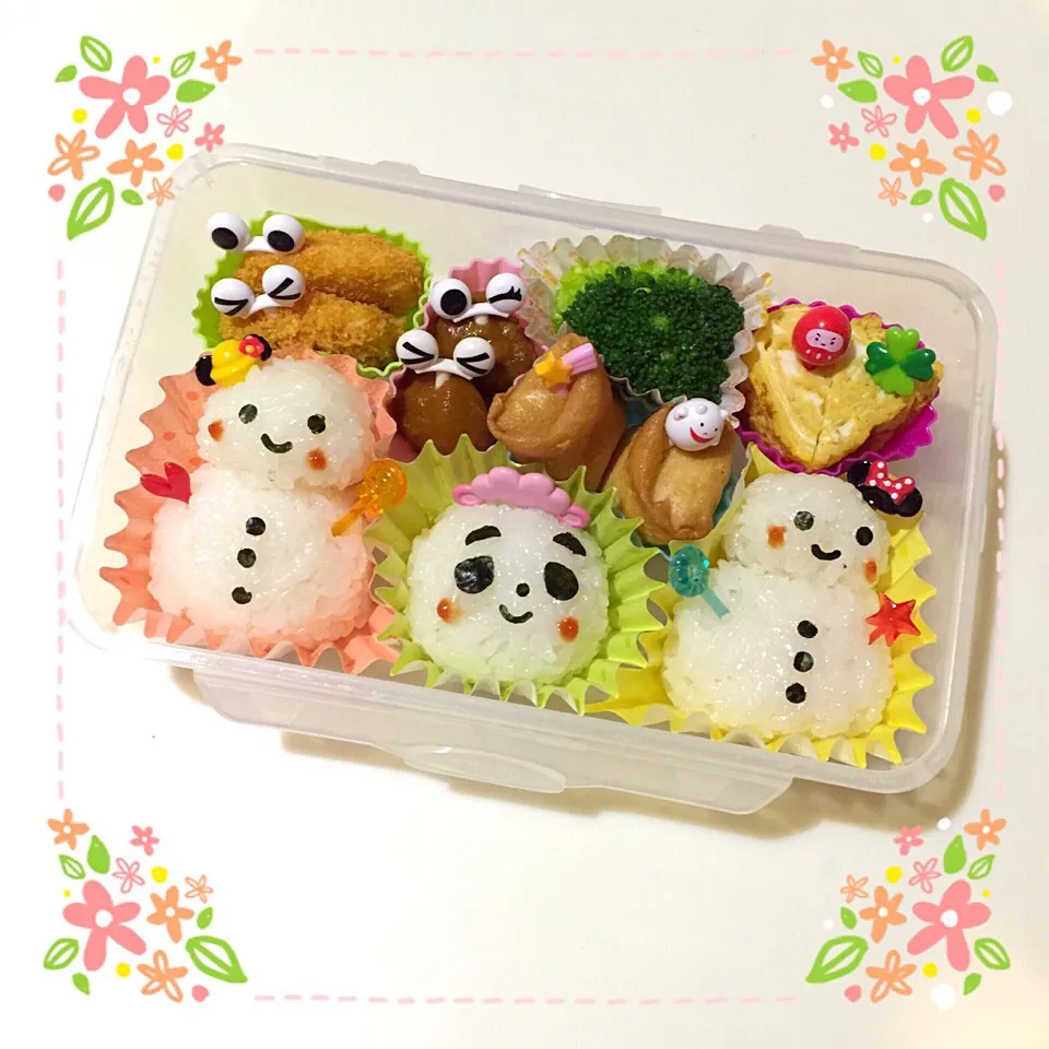 娘の雪ダルマ握り❤︎弁当（失敗作(^^;;）|Makinsさん