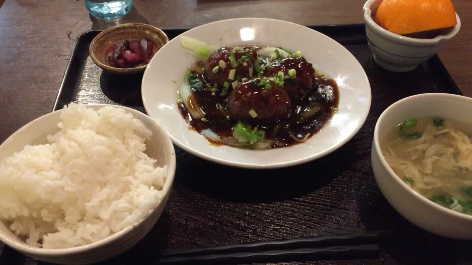 肉団子と野菜うま煮定食|おっちさん