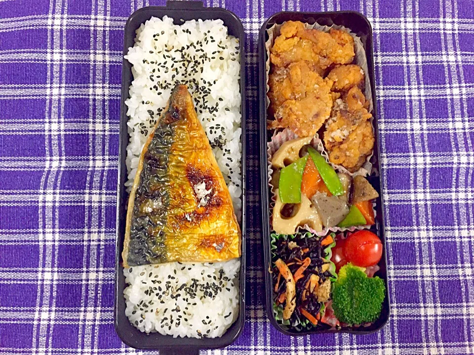 作り置きの残りで鯖とから揚げ弁当。|ももみにゃん。さん