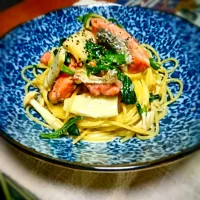 Snapdishの料理写真:サーモンときのこのクリームパスタ|mihoさん