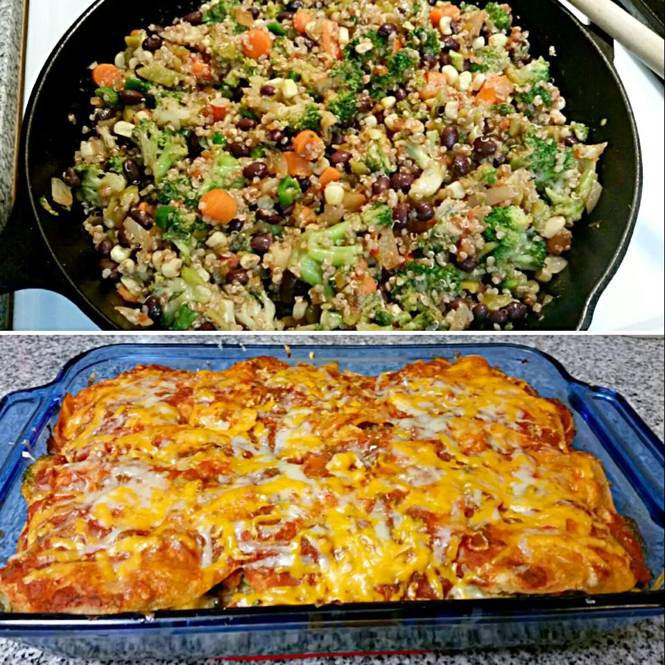 Quinoa and veggie enchiladas - packed with protein,  fiber and nutrients!|Katieさん