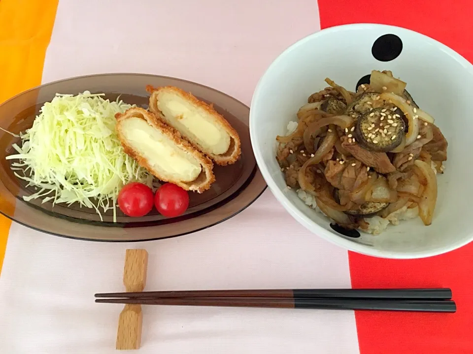 豚とナスと玉葱丼|yuuさん