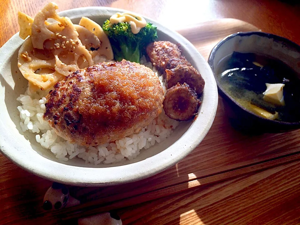 和風ハンバーグ丼。|まゆみ。さん