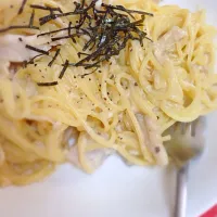 Snapdishの料理写真:ワンポットレシピ♡きのこと鶏肉のクリームパスタ|だまんさん