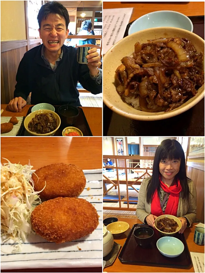 Snapdishの料理写真:2016.1.8 伊勢☆豚捨のコロッケ&牛丼ランチ🍴|ゆみずさん