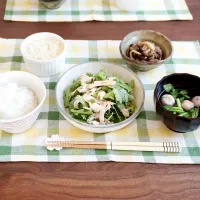 鶏胸肉と春菊のピリ辛サラダ定食の献立と段取り #AllAbout